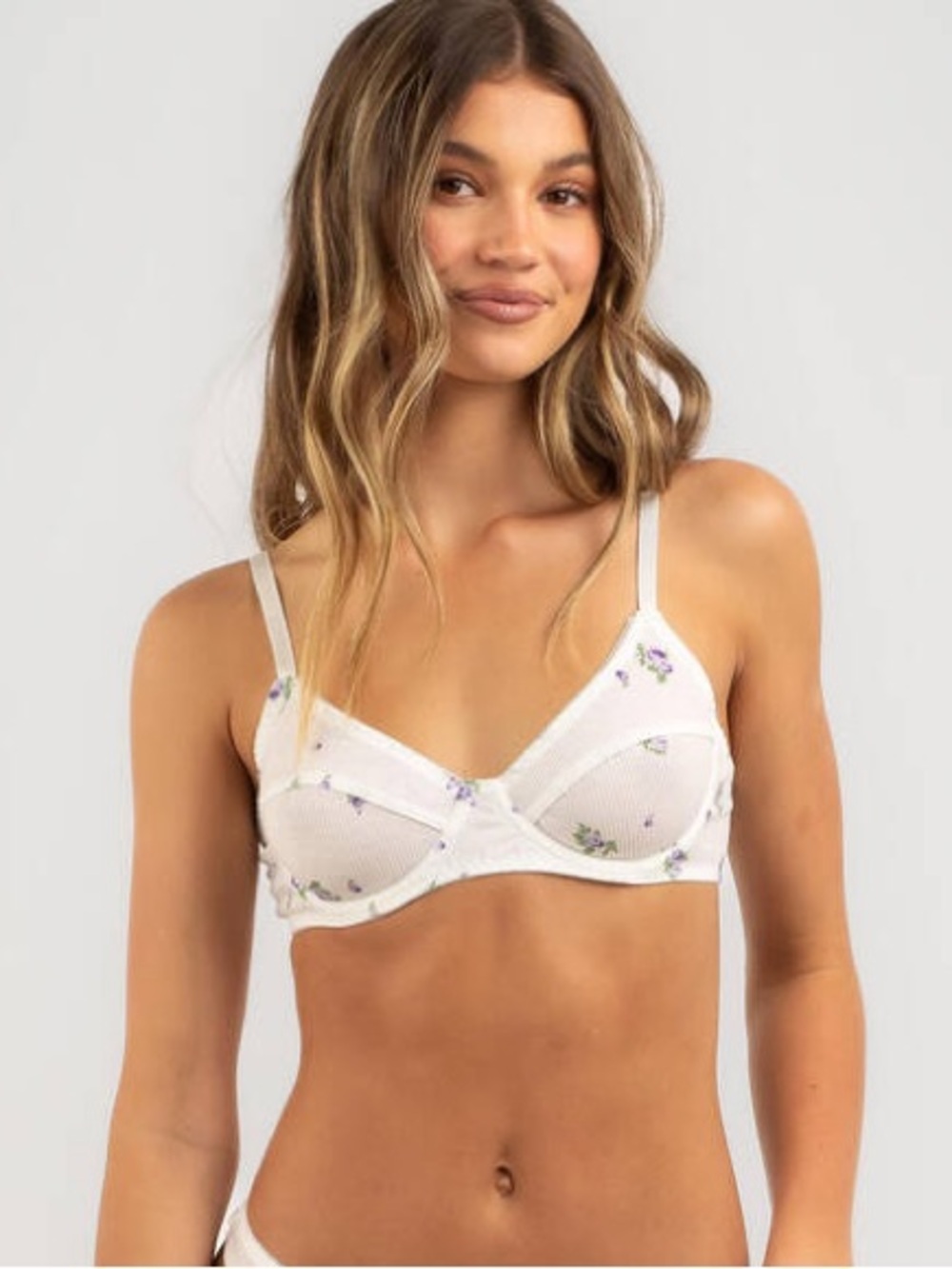 White Floral Bra